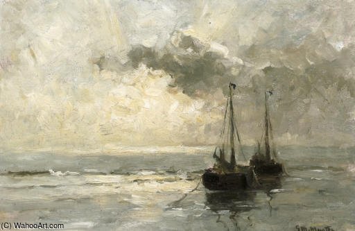 WikiOO.org - Encyclopedia of Fine Arts - Lukisan, Artwork Gerhard Arij Ludwig Morgenstje Munthe - In The Surf At Sunset