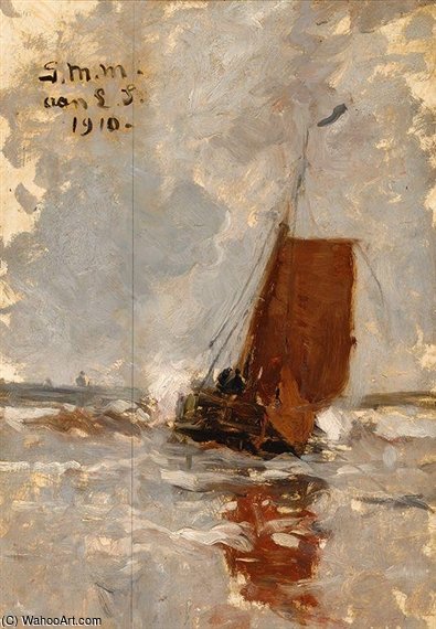 Wikioo.org – L'Encyclopédie des Beaux Arts - Peinture, Oeuvre de Gerhard Arij Ludwig Morgenstje Munthe - Barges de voile en mer