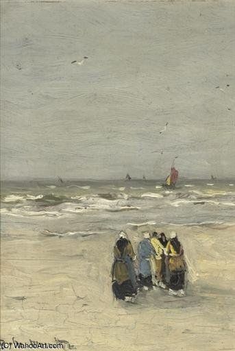 Wikioo.org - The Encyclopedia of Fine Arts - Painting, Artwork by Gerhard Arij Ludwig Morgenstje Munthe - Women At The Beach