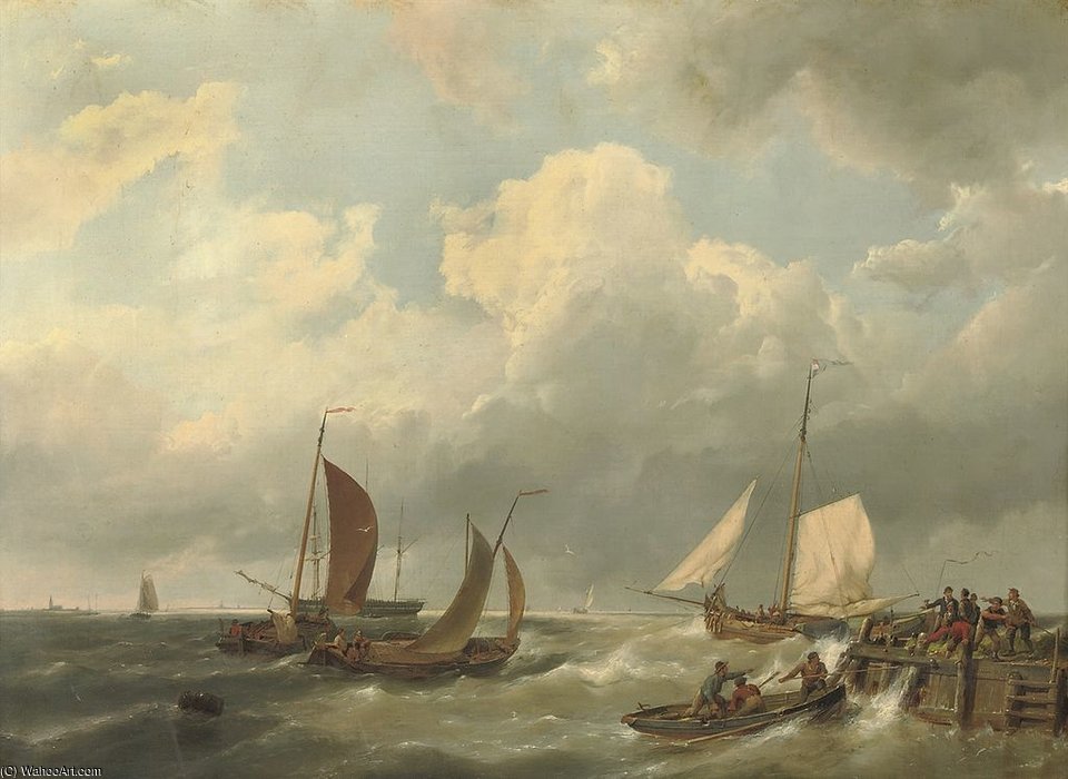 WikiOO.org - Енциклопедія образотворчого мистецтва - Живопис, Картини
 Hermanus Junior Koekkoek - Setting Out To Sea