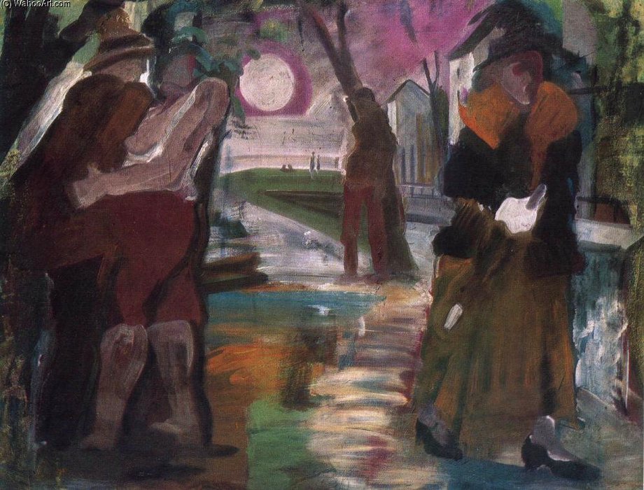 WikiOO.org - Encyclopedia of Fine Arts - Maleri, Artwork Istvan Farkas - Night On The Outskirts Of Town