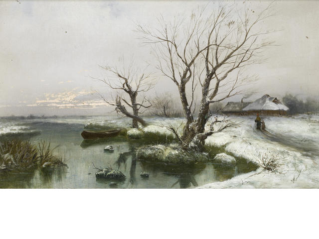 WikiOO.org - אנציקלופדיה לאמנויות יפות - ציור, יצירות אמנות Julius Sergius Von Klever - The Snowy Banks Of The River
