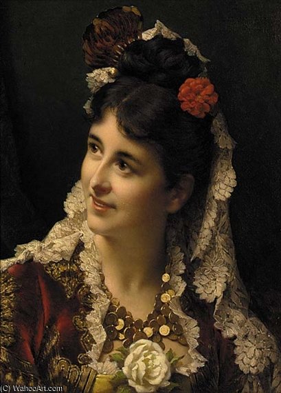 Wikioo.org – La Enciclopedia de las Bellas Artes - Pintura, Obras de arte de Jan Frederik Pieter Portielje - Una belleza española joven