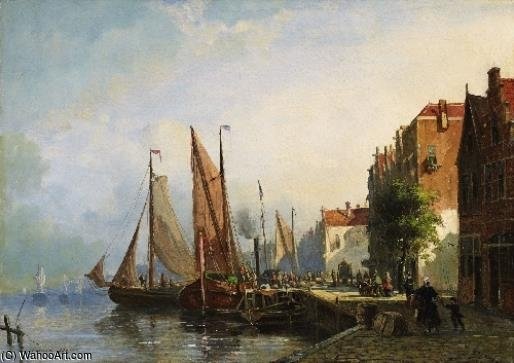 Wikioo.org - สารานุกรมวิจิตรศิลป์ - จิตรกรรม Johannes Frederik Hulk - A Dutch Harbour