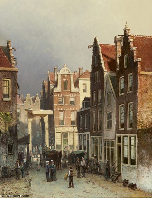 Wikioo.org - The Encyclopedia of Fine Arts - Painting, Artwork by Johannes Frederik Hulk - A Dutch Town View