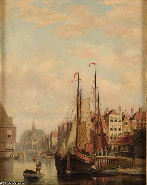 Wikioo.org - The Encyclopedia of Fine Arts - Painting, Artwork by Johannes Frederik Hulk - Dutch City View