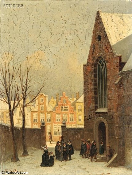Wikioo.org - The Encyclopedia of Fine Arts - Painting, Artwork by Johannes Frederik Hulk - Going To Church, Antwerp