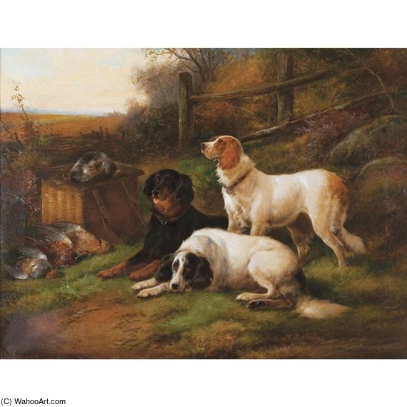 WikiOO.org - Güzel Sanatlar Ansiklopedisi - Resim, Resimler John Morris - Setters After The Hunt