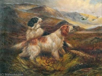 Wikioo.org – L'Enciclopedia delle Belle Arti - Pittura, Opere di John Morris - Setter in un altopiano paesaggio