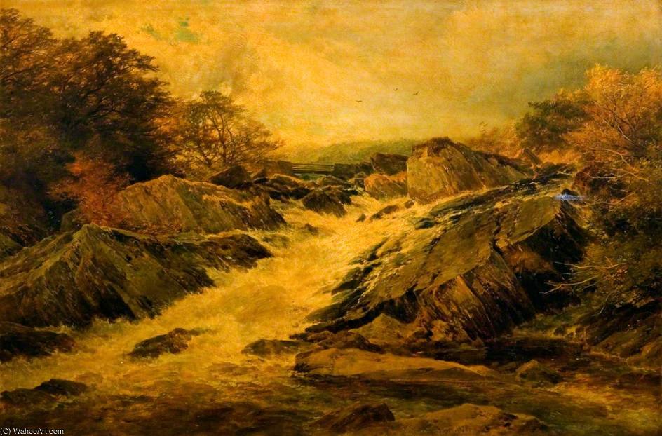 Wikioo.org - The Encyclopedia of Fine Arts - Painting, Artwork by John Syer - A Welsh Waterfall