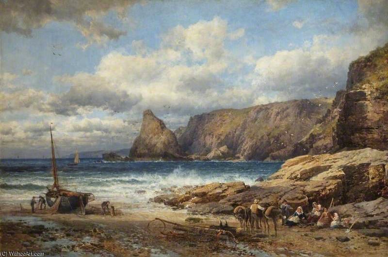 WikiOO.org - Encyclopedia of Fine Arts - Lukisan, Artwork John Syer - Cornish Beach