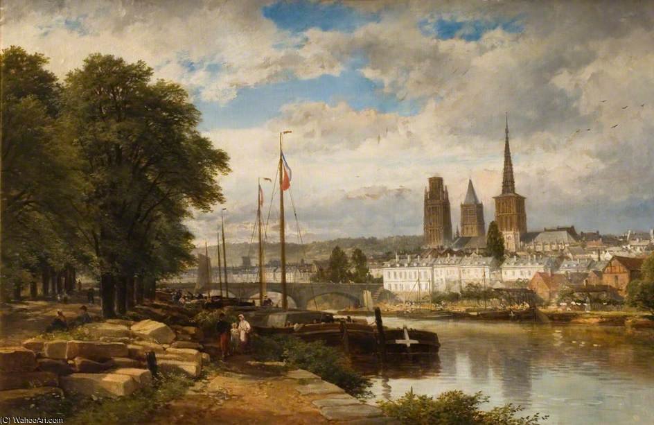 Wikioo.org - The Encyclopedia of Fine Arts - Painting, Artwork by John Syer - River Scene, Rouen