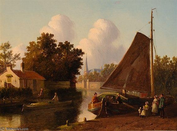 WikiOO.org - Enciklopedija dailės - Tapyba, meno kuriniai Joseph Bles - Moored Flat-bottom Boat