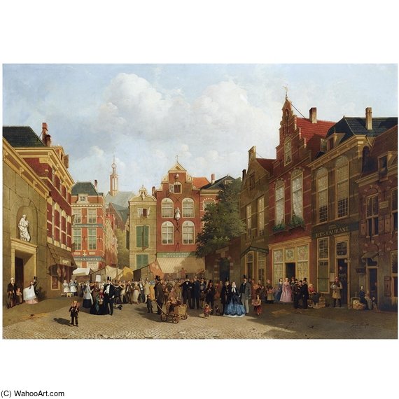 Wikioo.org - สารานุกรมวิจิตรศิลป์ - จิตรกรรม Joseph Bles - The Daily Market On The Groenmarkt With The St. Jacobskerk In The Back