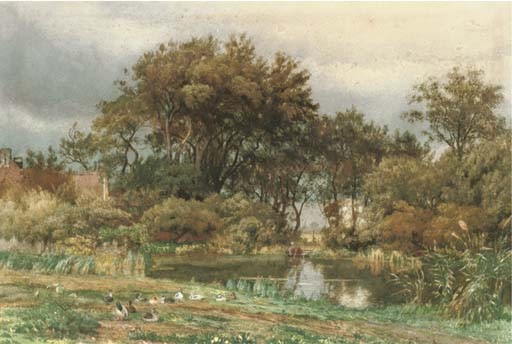 WikiOO.org - Encyclopedia of Fine Arts - Festés, Grafika Julius Jacobus Van De Sande Bakhuyzen - The Pond In Autumn