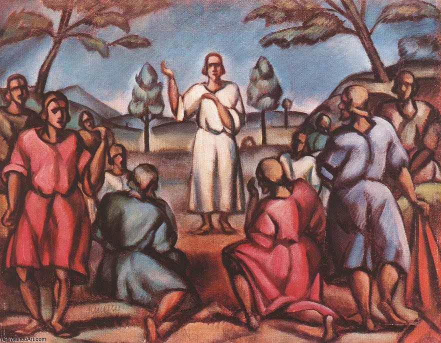 Wikioo.org - The Encyclopedia of Fine Arts - Painting, Artwork by Janos Kmetty - Sermon On The Mountain