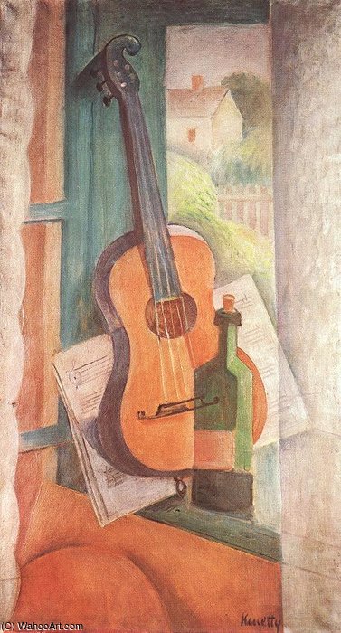 Wikioo.org - The Encyclopedia of Fine Arts - Painting, Artwork by Janos Kmetty - Still-life With Guitar