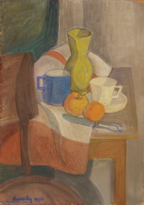 Wikioo.org - The Encyclopedia of Fine Arts - Painting, Artwork by Janos Kmetty - Still-life With Yellow Jar
