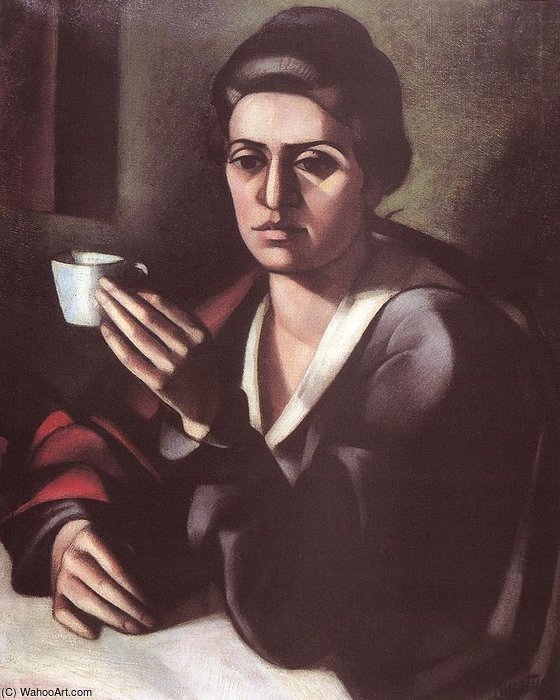 Wikioo.org - The Encyclopedia of Fine Arts - Painting, Artwork by Janos Kmetty - Woman With A Cup