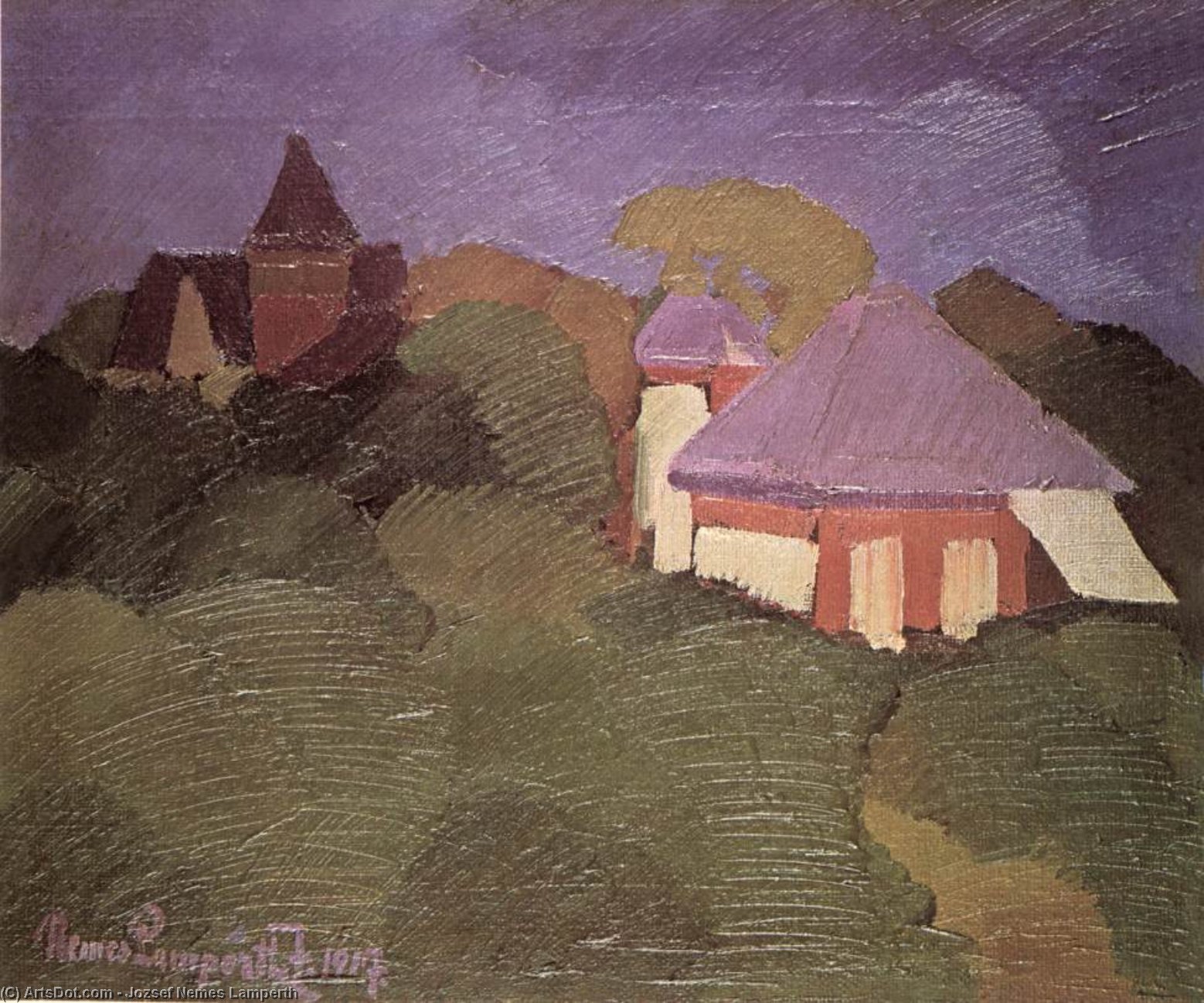 Wikioo.org - The Encyclopedia of Fine Arts - Painting, Artwork by Jozsef Nemes Lamperth - A Villa Among Trees