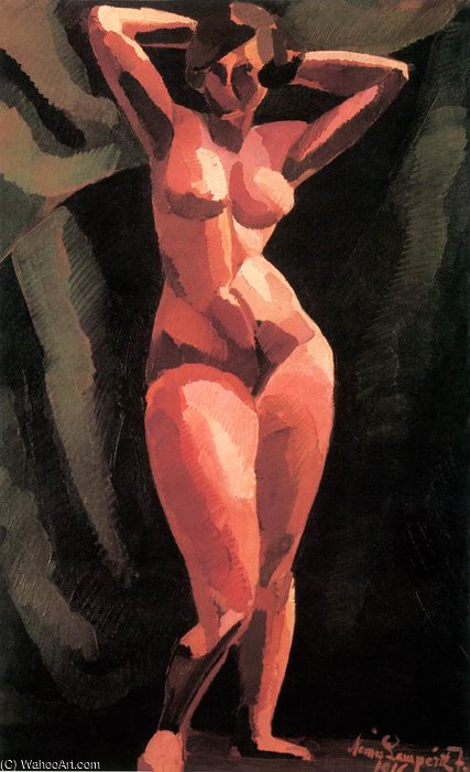 Wikioo.org - The Encyclopedia of Fine Arts - Painting, Artwork by Jozsef Nemes Lamperth - Standing Female Nude, Facing
