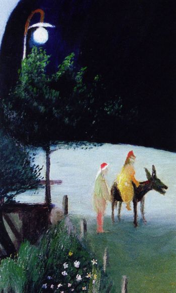 WikiOO.org - Enciclopedia of Fine Arts - Pictura, lucrări de artă Gulacsy Lajos Kalman - Electrically Illuminated Trees In Fajce (detail)