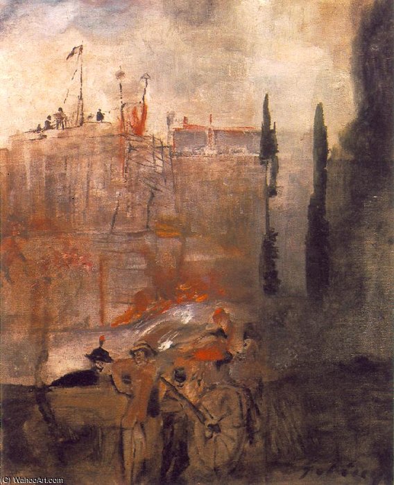 WikiOO.org - Encyclopedia of Fine Arts - Målning, konstverk Gulacsy Lajos Kalman - Siege Of A Castle