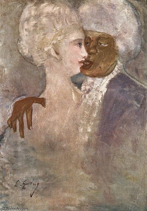 Wikioo.org - The Encyclopedia of Fine Arts - Painting, Artwork by Gulacsy Lajos Kalman - The Mulatto And The Sculpturesque White Woman