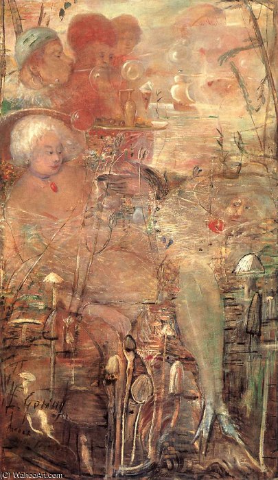 Wikoo.org - موسوعة الفنون الجميلة - اللوحة، العمل الفني Gulacsy Lajos Kalman - The Opium Smoker's Dream