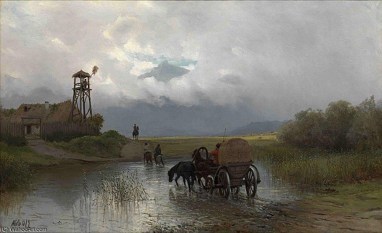 Wikioo.org - The Encyclopedia of Fine Arts - Painting, Artwork by Lev Felixovich Lagorio - Crossing The River