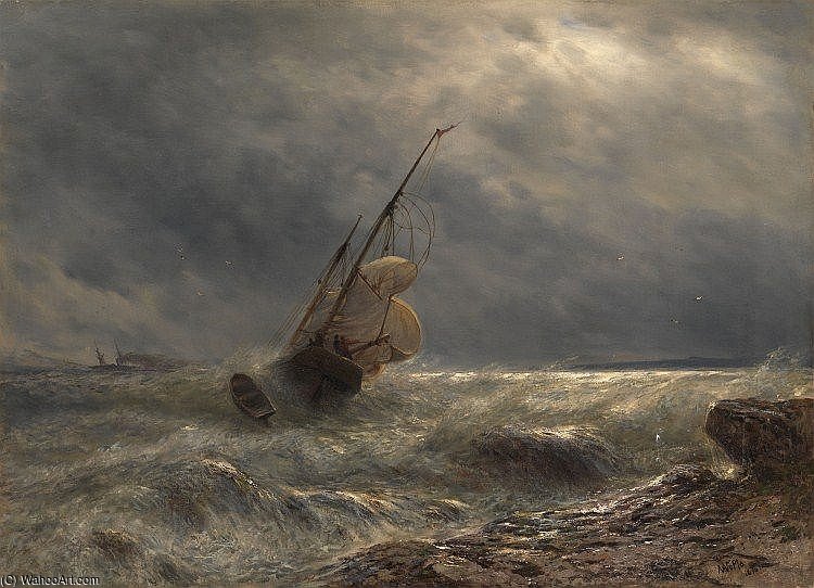 WikiOO.org - Enciklopedija dailės - Tapyba, meno kuriniai Lev Felixovich Lagorio - Ship In A Storm