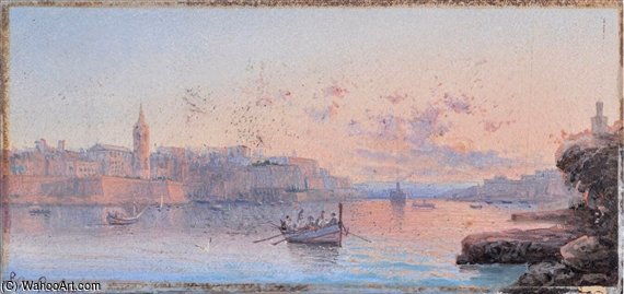 Wikioo.org - The Encyclopedia of Fine Arts - Painting, Artwork by Luigi Maria Galea - The Grand Harbour, Valetta