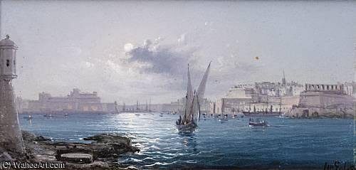 Wikioo.org – La Enciclopedia de las Bellas Artes - Pintura, Obras de arte de Luigi Maria Galea - El Grand Harbour, Valetta