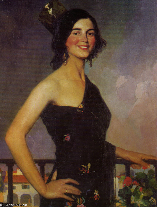 Wikioo.org - The Encyclopedia of Fine Arts - Painting, Artwork by Manuel Benedito Vives - Retrato De Mujer