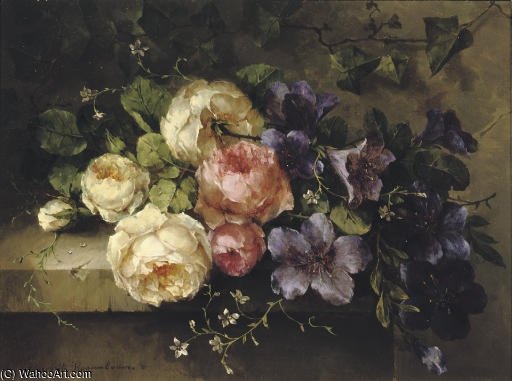 Wikioo.org - The Encyclopedia of Fine Arts - Painting, Artwork by Margaretha Roosenboom - A Mixed Bouquet On A Ledge