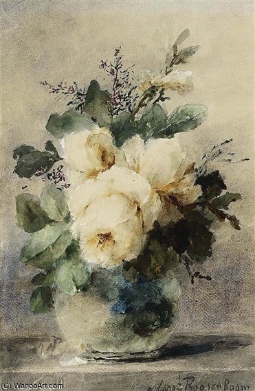Wikioo.org - The Encyclopedia of Fine Arts - Painting, Artwork by Margaretha Roosenboom - A Still Life With Peonies In A Vase