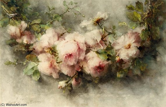 Wikioo.org - The Encyclopedia of Fine Arts - Painting, Artwork by Margaretha Roosenboom - A Swag Of Pink Roses