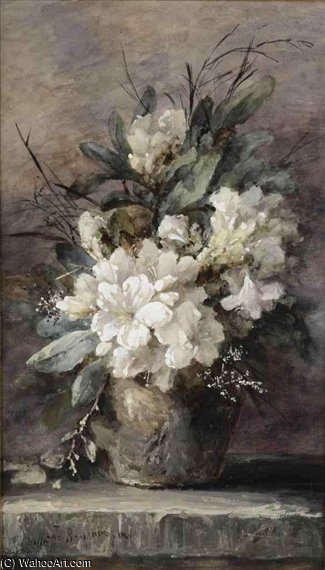 Wikioo.org - The Encyclopedia of Fine Arts - Painting, Artwork by Margaretha Roosenboom - An Earthenware Vase With White Azaleas And Various Other Flowers