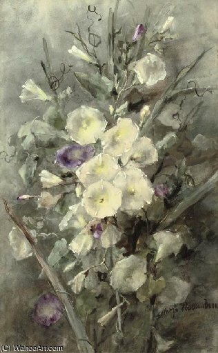 WikiOO.org - Encyclopedia of Fine Arts - Schilderen, Artwork Margaretha Roosenboom - Purple And White Field Bindweed