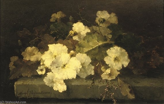 Wikioo.org - The Encyclopedia of Fine Arts - Painting, Artwork by Margaretha Roosenboom - Still Life With Primroses On A Stone Ledge