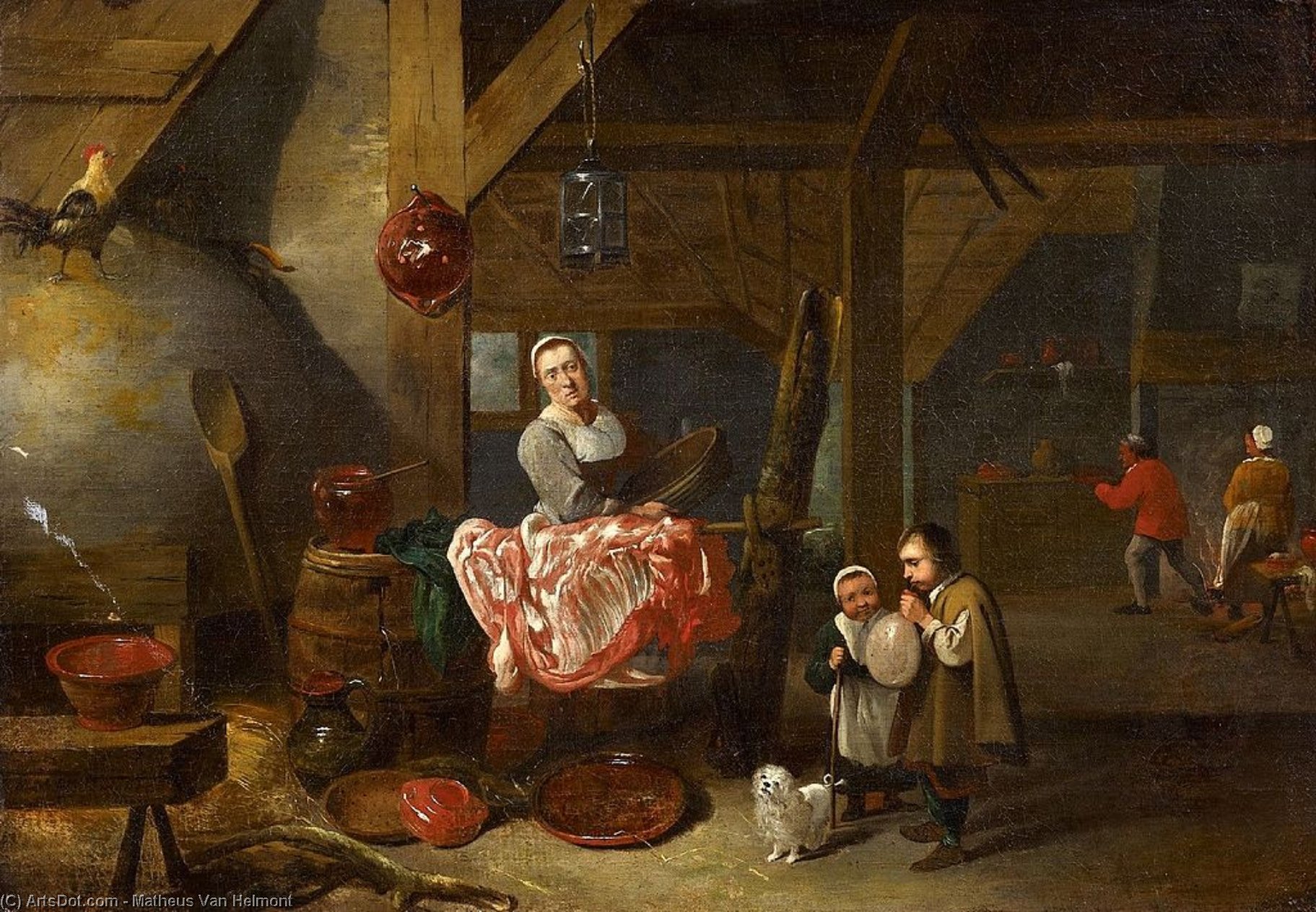 Wikioo.org – L'Encyclopédie des Beaux Arts - Peinture, Oeuvre de Matheus Van Helmont - interieur eines holländischen bauernhauses