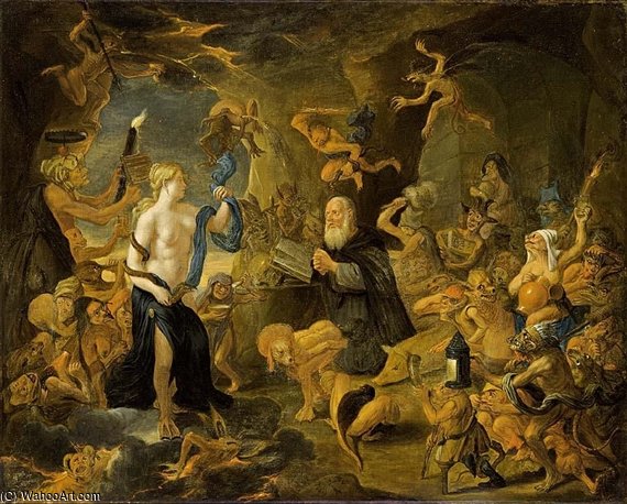 Wikioo.org – L'Enciclopedia delle Belle Arti - Pittura, Opere di Matheus Van Helmont - La tentazione di Sant Antonio