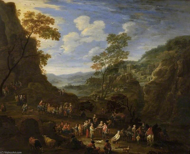 Wikioo.org - The Encyclopedia of Fine Arts - Painting, Artwork by Mathys Schoevaerdts - Landscape With A Pleasure Party