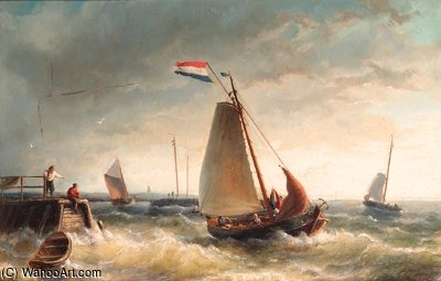 WikiOO.org - Encyclopedia of Fine Arts - Maľba, Artwork Nicolaas Riegen - De Hoop Setting Out For Sea