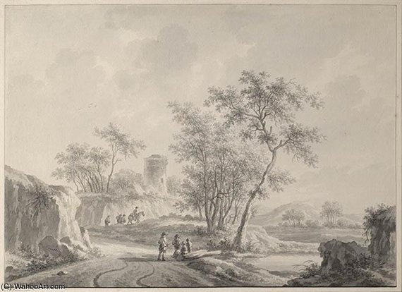 Wikioo.org - สารานุกรมวิจิตรศิลป์ - จิตรกรรม Nicolaas Wicart - Landscape With Figures