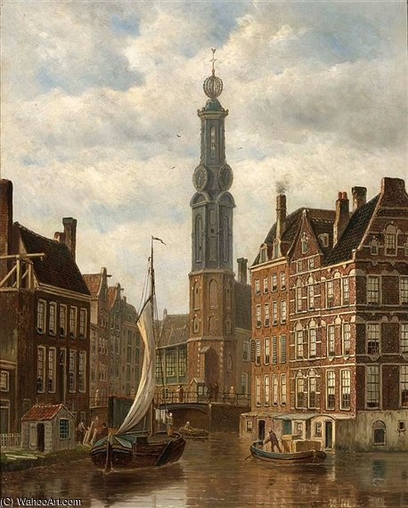Wikioo.org - The Encyclopedia of Fine Arts - Painting, Artwork by Oene Romkes De Jongh - A View Of Amsterdam