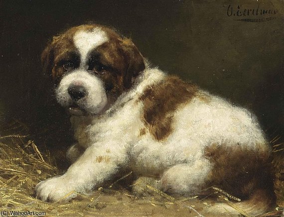 Wikioo.org - The Encyclopedia of Fine Arts - Painting, Artwork by Otto Eerelman - A Saint Bernard Puppy