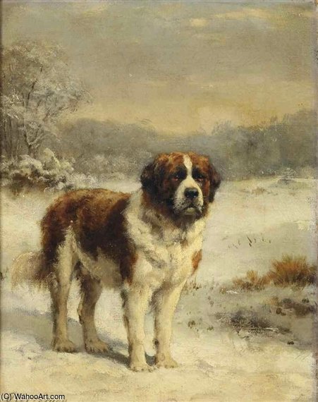 WikiOO.org - Enciklopedija likovnih umjetnosti - Slikarstvo, umjetnička djela Otto Eerelman - A Saint-bernard In The Snow