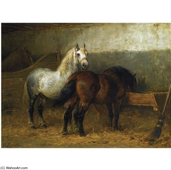 WikiOO.org - Enciklopedija likovnih umjetnosti - Slikarstvo, umjetnička djela Otto Eerelman - Horses In Stable