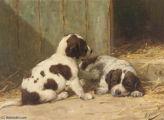 Wikioo.org – La Enciclopedia de las Bellas Artes - Pintura, Obras de arte de Otto Eerelman - Cachorros Saint-Bernard